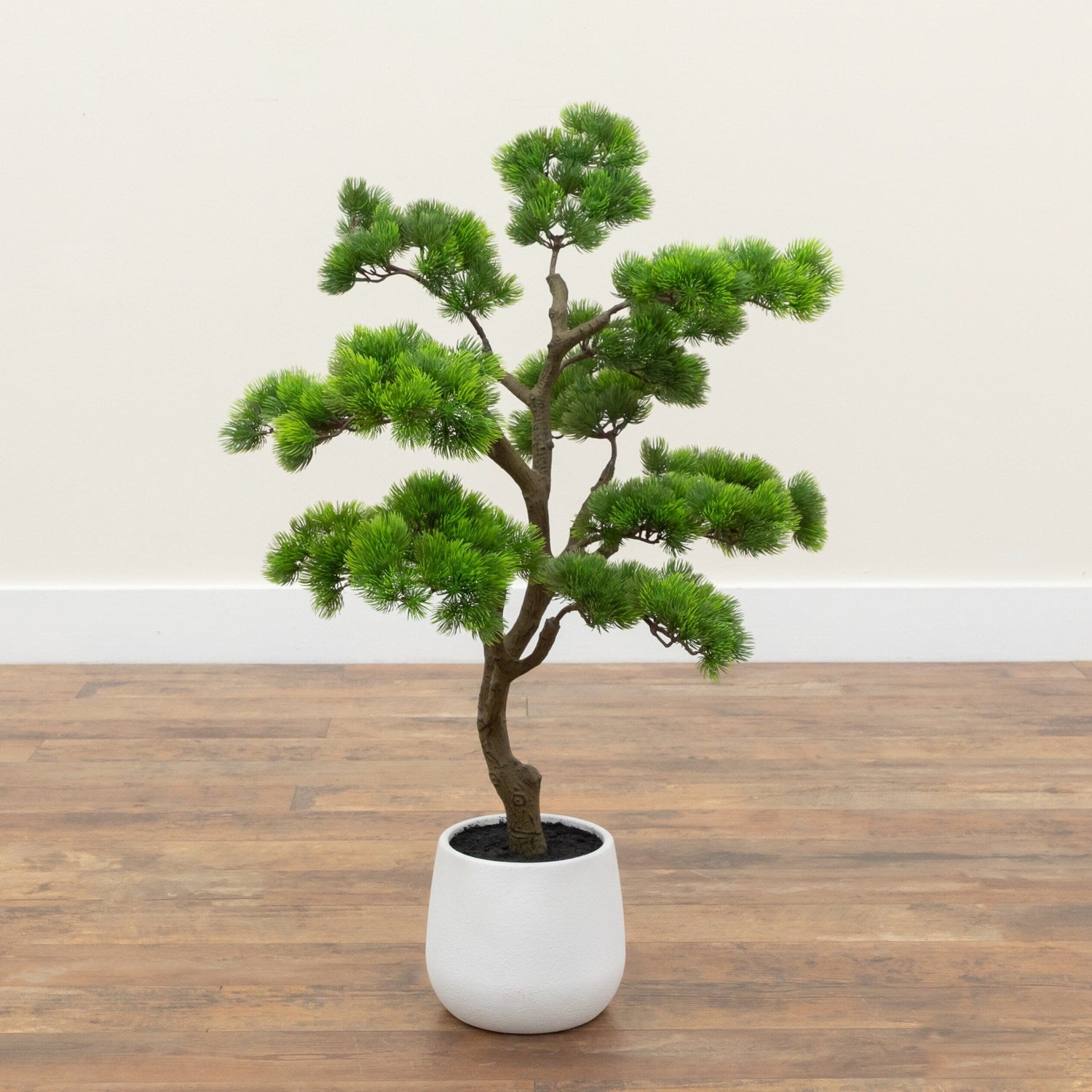 3’ Artificial Bonsai Style Cedar Tree in Decorative White Planter