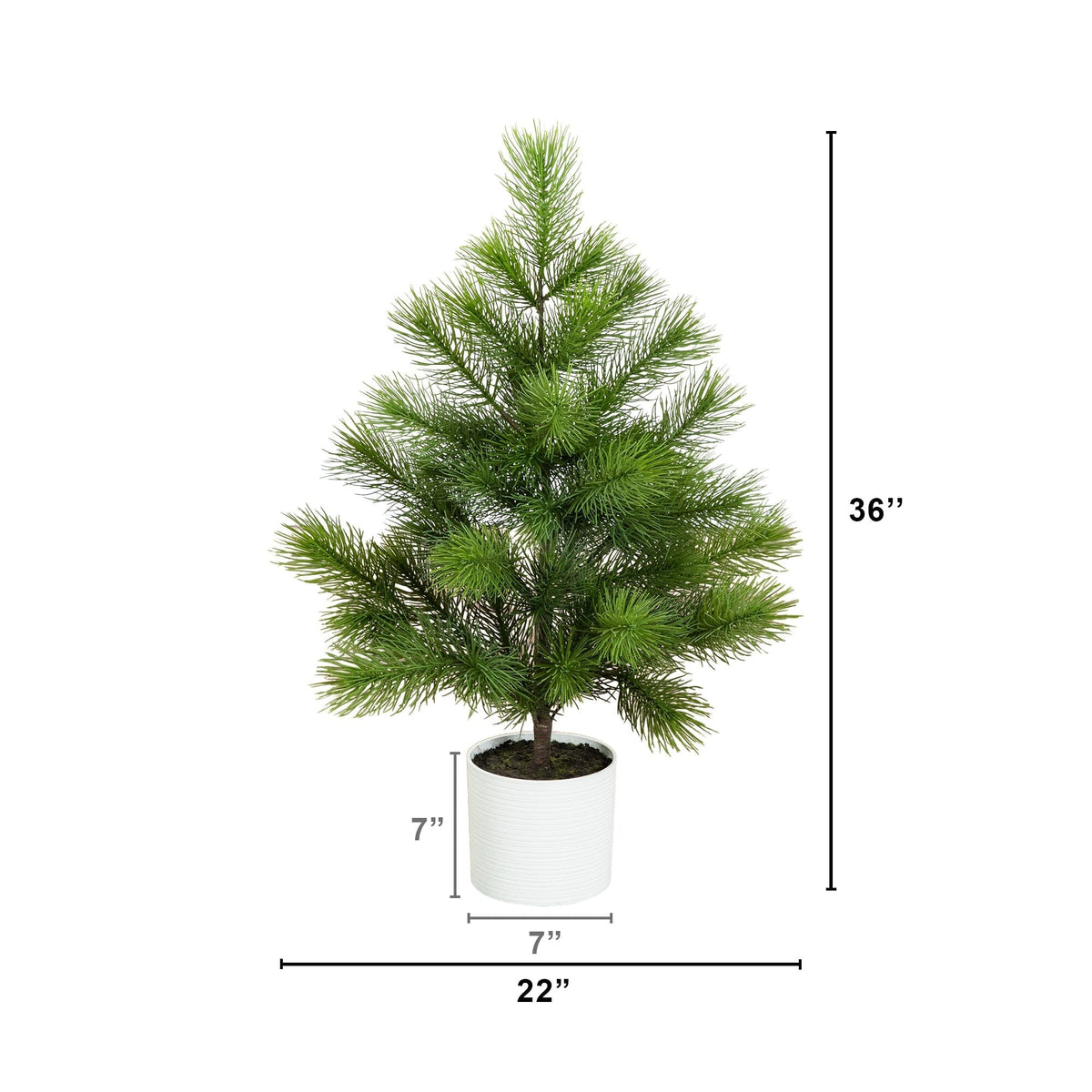 3' Artificial Real Touch Masson Pine Christmas Tree in White Decorative Planter
