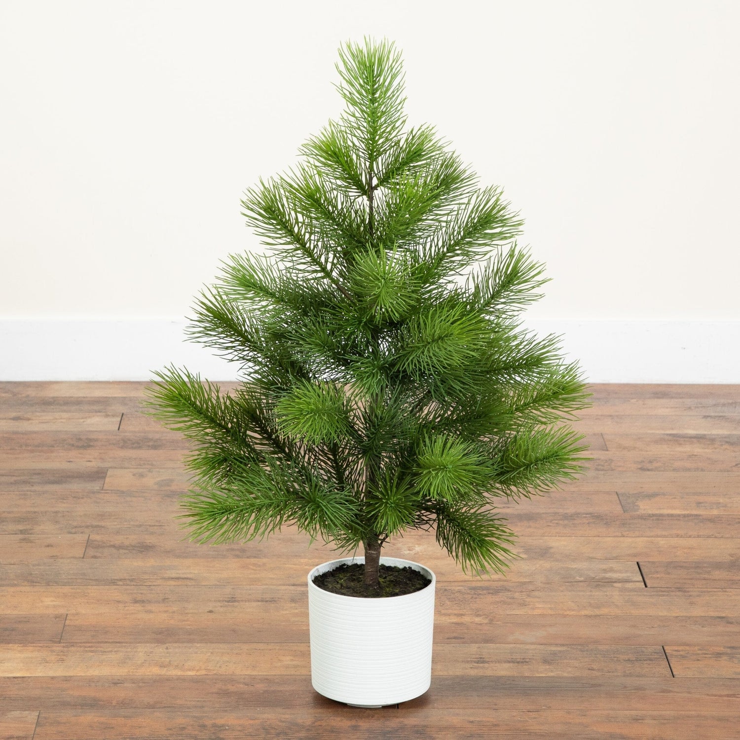 3' Artificial Real Touch Masson Pine Christmas Tree in White Decorative Planter