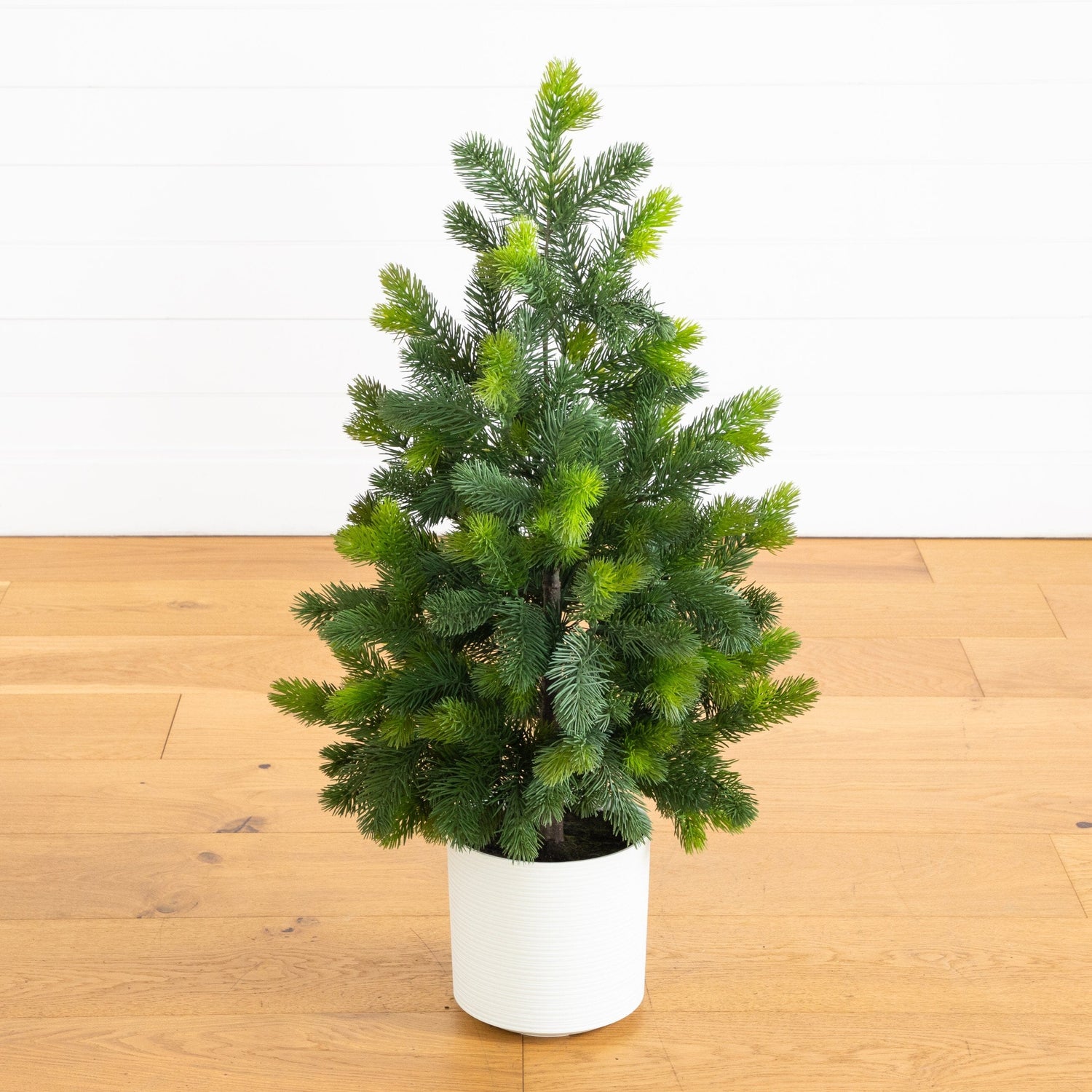 3' Artificial Real Touch Spruce Pine Christmas Tree in White Decorative Planter