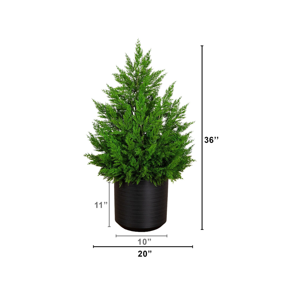 3' Artificial Real Touch Winter Cypress Bush in Black Decorative Planter