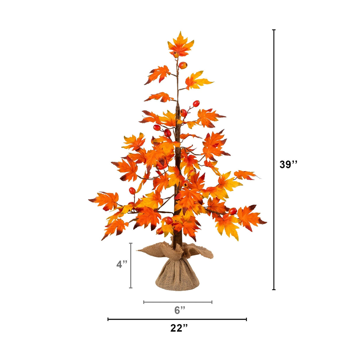 3' Autumn Maple Artificial Fall Tree with Berries in Burlap Wrapped Base