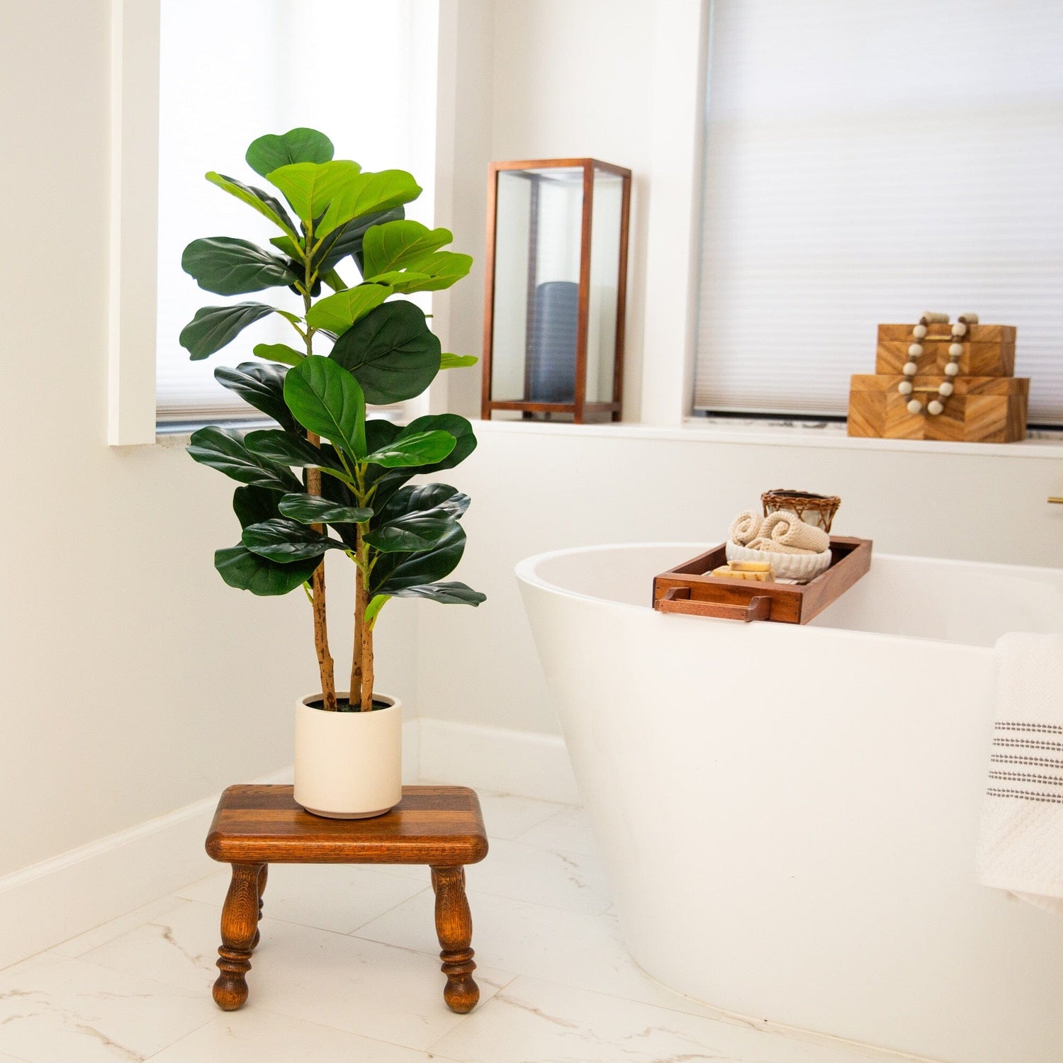 3' Artificial Fiddle Leaf Tree in Decorative White Planter
