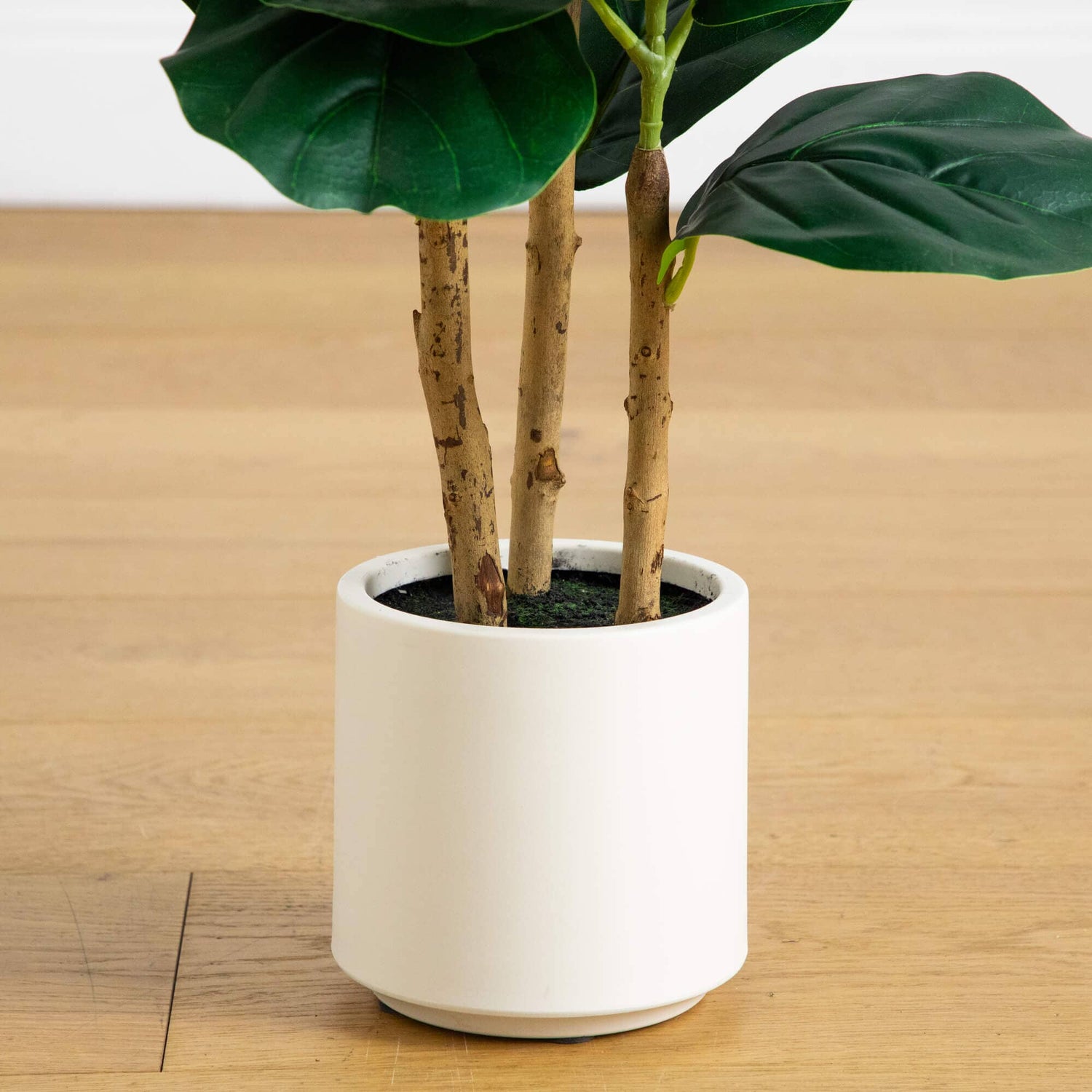 3' Artificial Fiddle Leaf Tree in Decorative White Planter