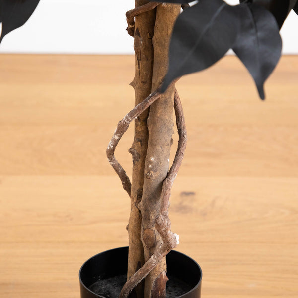 3' Artificial Halloween Black Ficus Tree with Natural Trunk