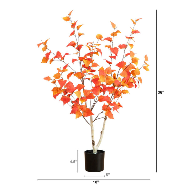3' Autumn Birch Artificial Fall Tree