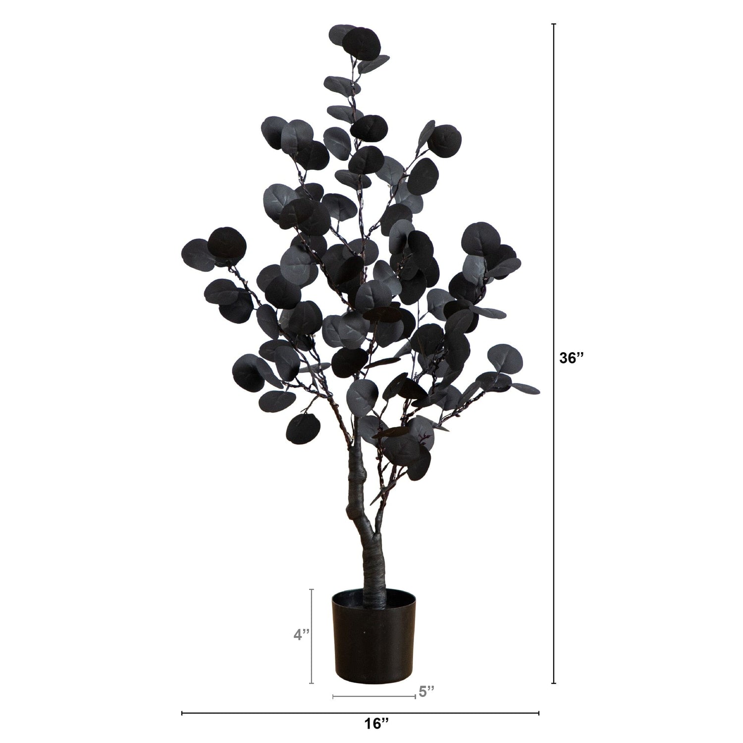 3' Pre-Lit Artificial Halloween Black Eucalyptus Tree with 80 Orange & Purple LED Lights