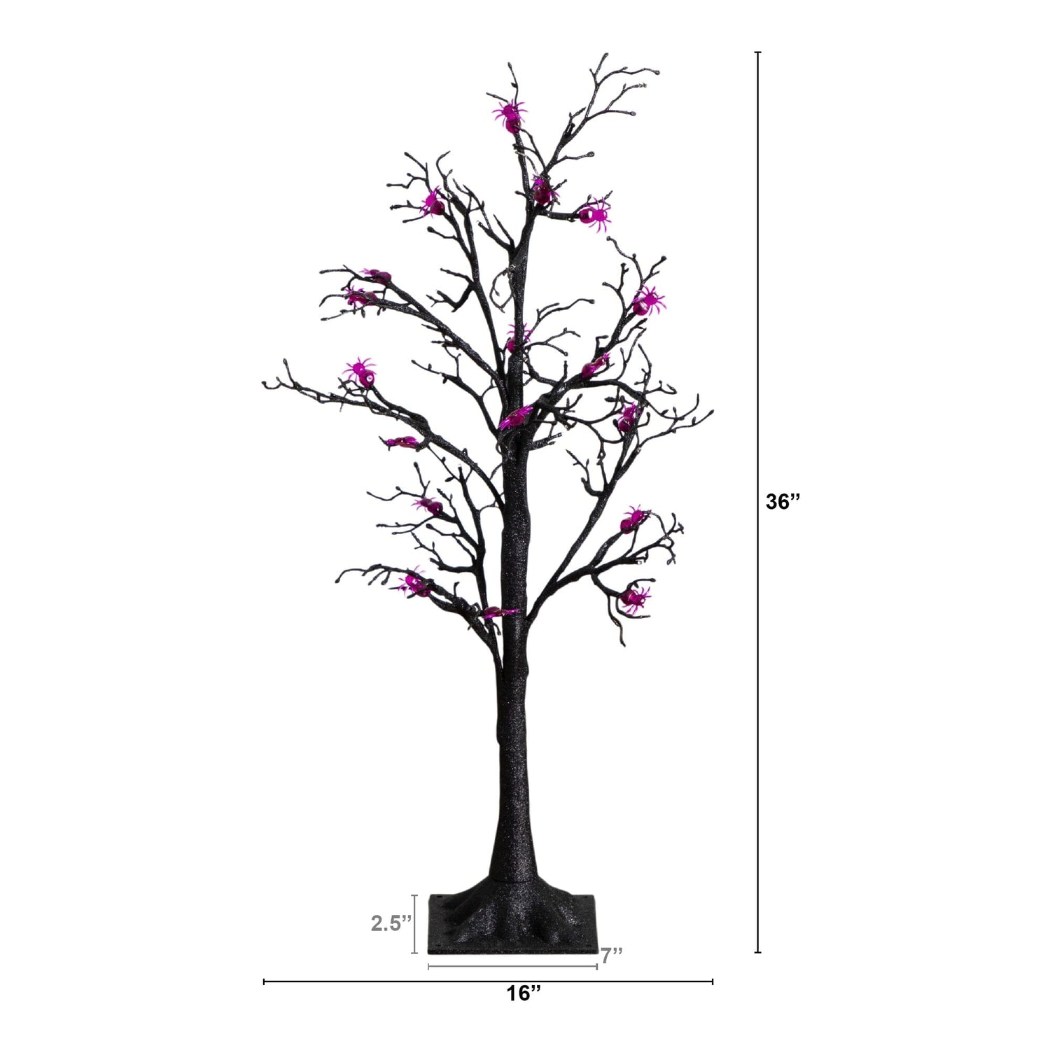 3' Pre-Lit Artificial Halloween Spider Twig Tree with 36 Purple LED Lights
