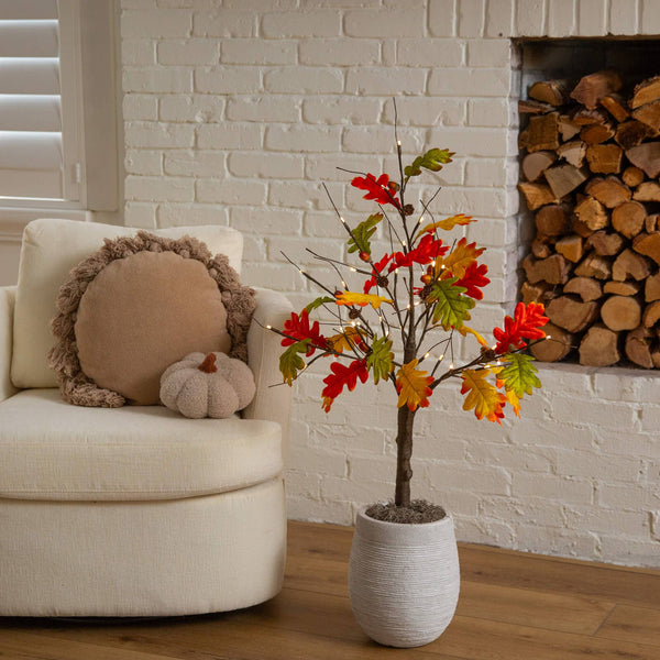 3' Pre-Lit Autumn Maple Artificial Fall Tree with Pinecones, Acorns and 36 Warm White LED Lights