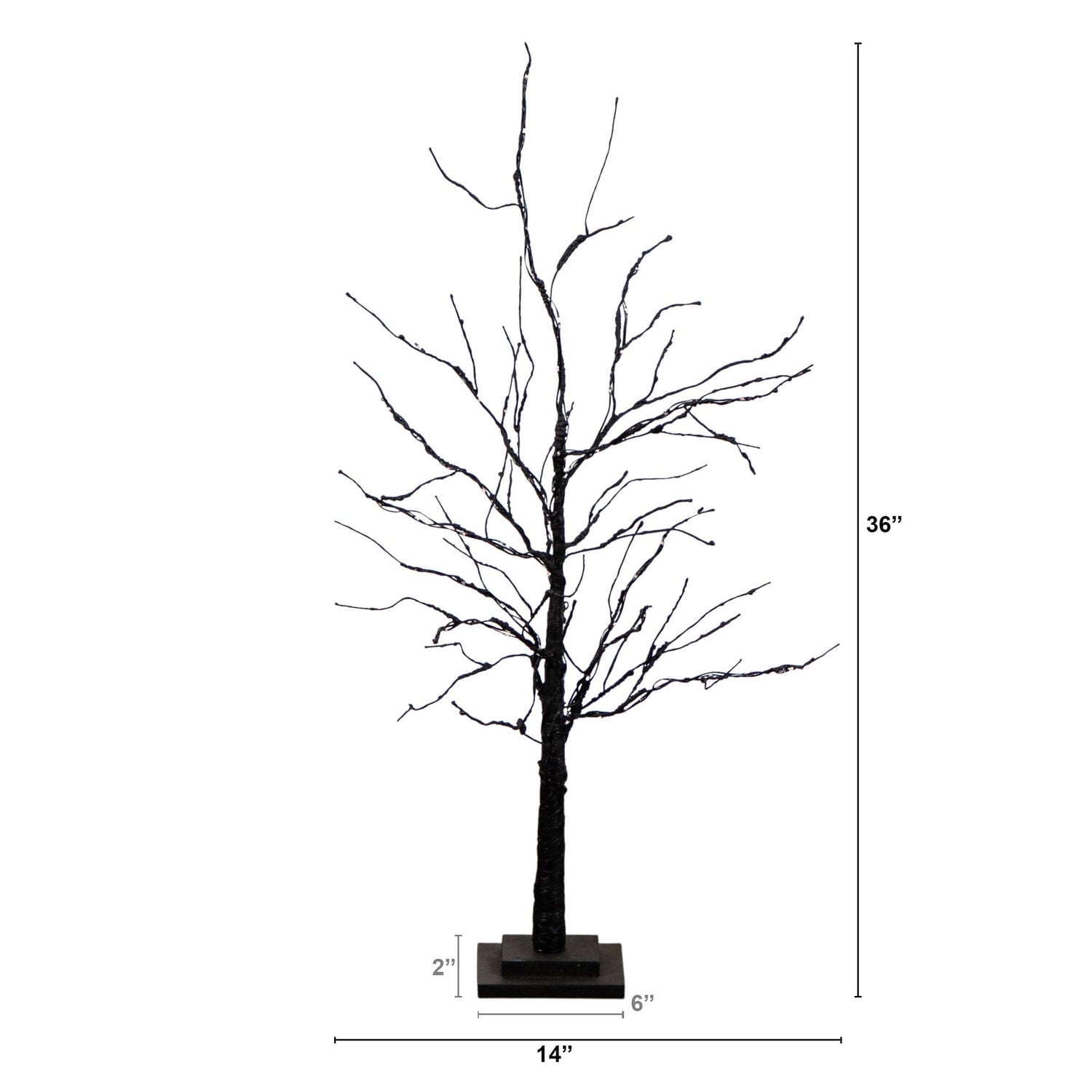 3' Pre-Lit Halloween Black Twig Artificial Tree with 80 Orange & Purple LED Lights