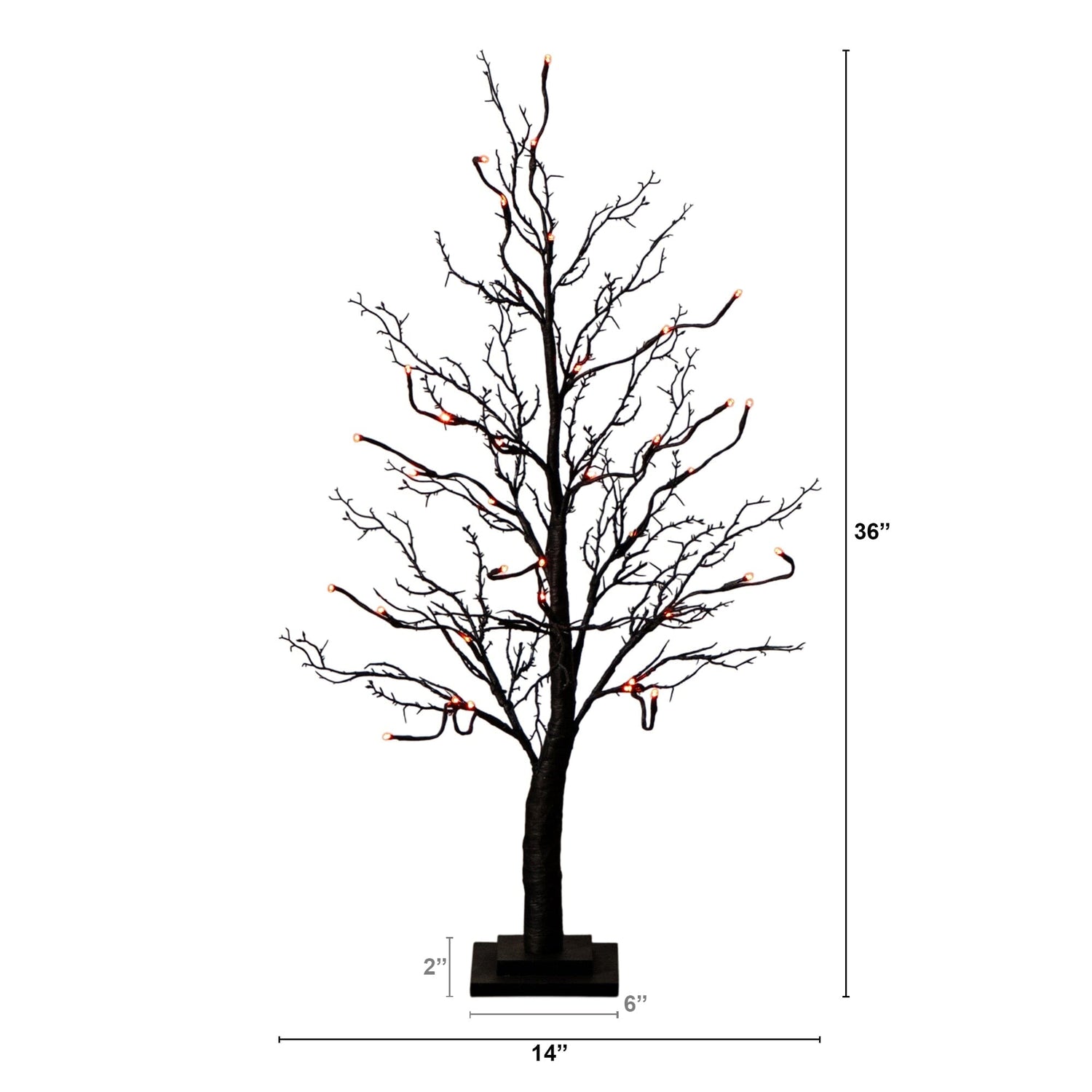 3' Pre-Lit Halloween Deluxe Black Twig Artificial Tree with 36 Orange & Purple LED Lights