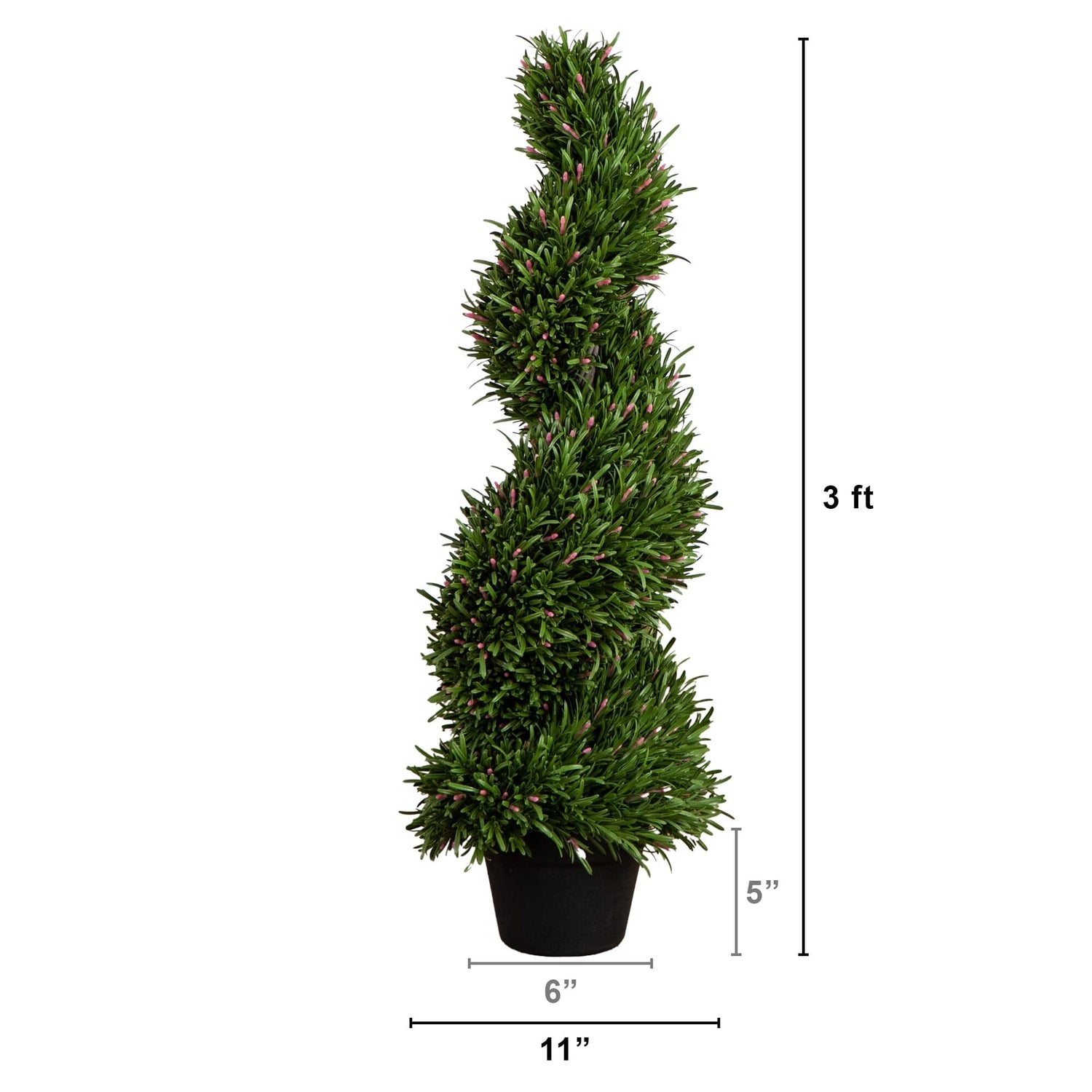 3' UV Resistant Artificial Rosemary Spiral Topiary Tree (Indoor/Outdoor)