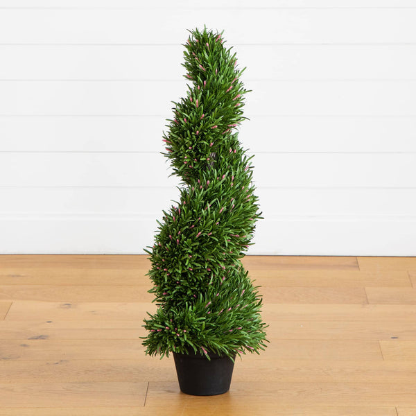 3' UV Resistant Artificial Rosemary Spiral Topiary Tree (Indoor/Outdoor)