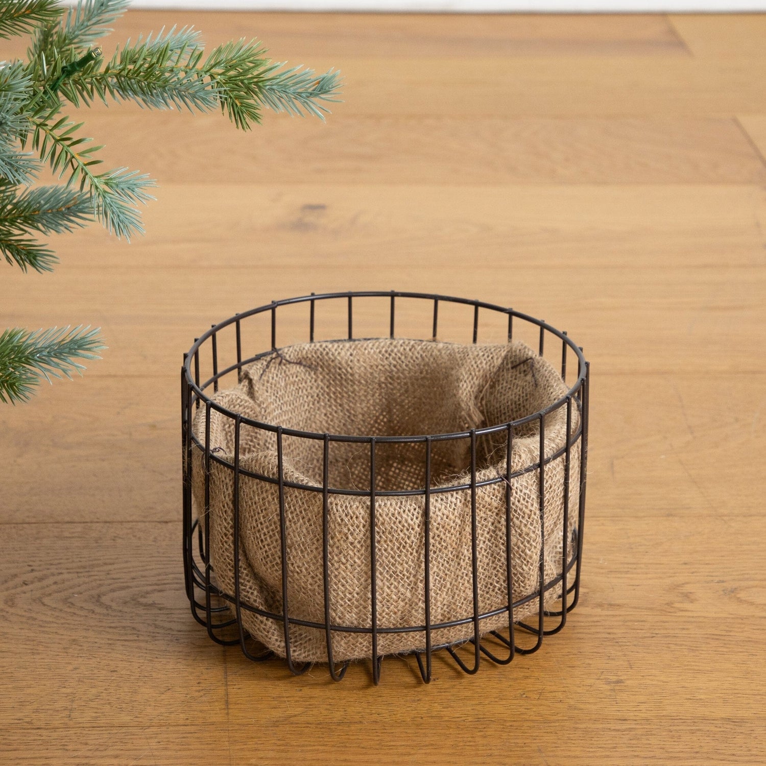 3' Pre-Lit Artificial Pine Christmas Tree with 60 LED Lights in Jute Wire Planter