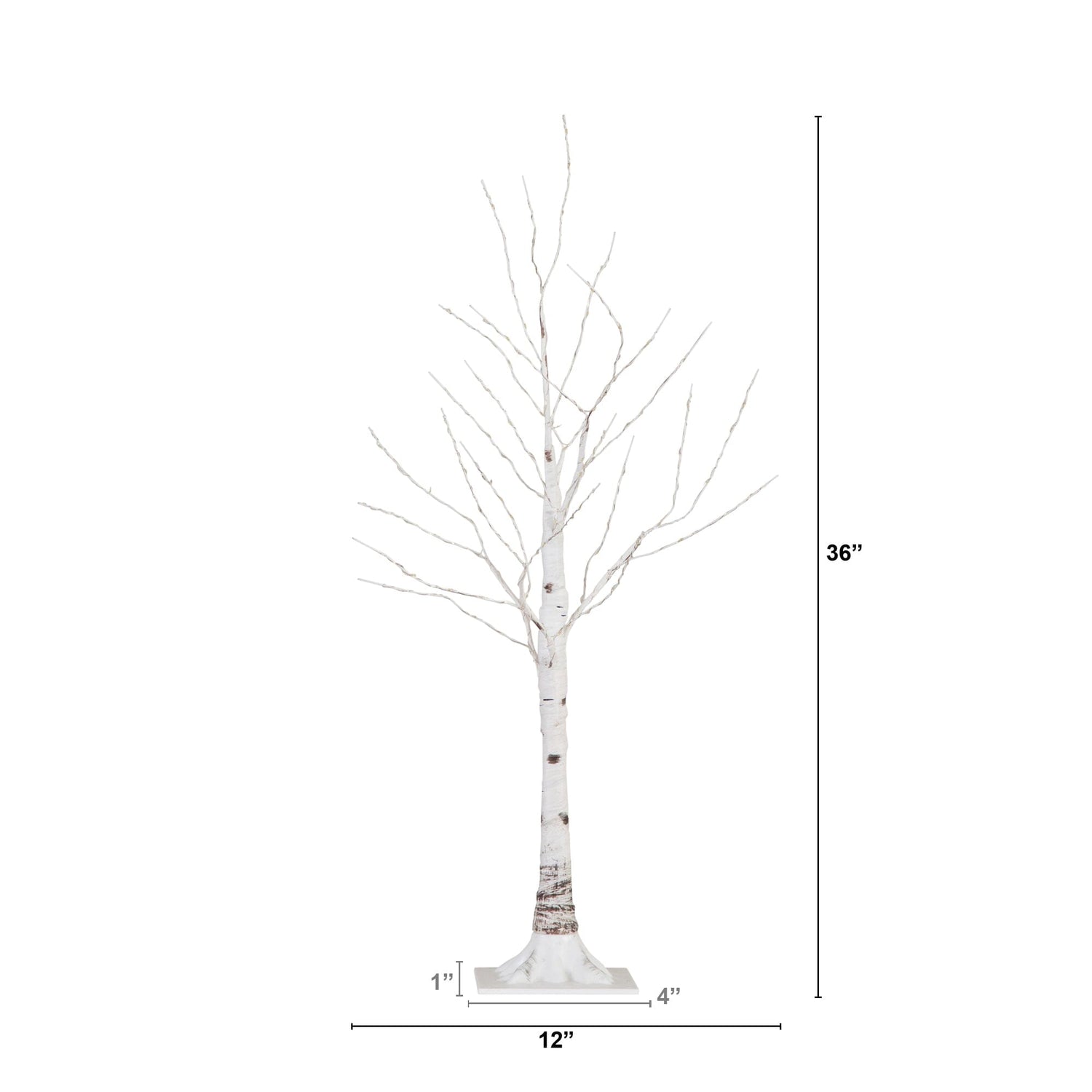 3’ Pre-Lit Artificial White Birch Tree with 120 Warm White LED Lights