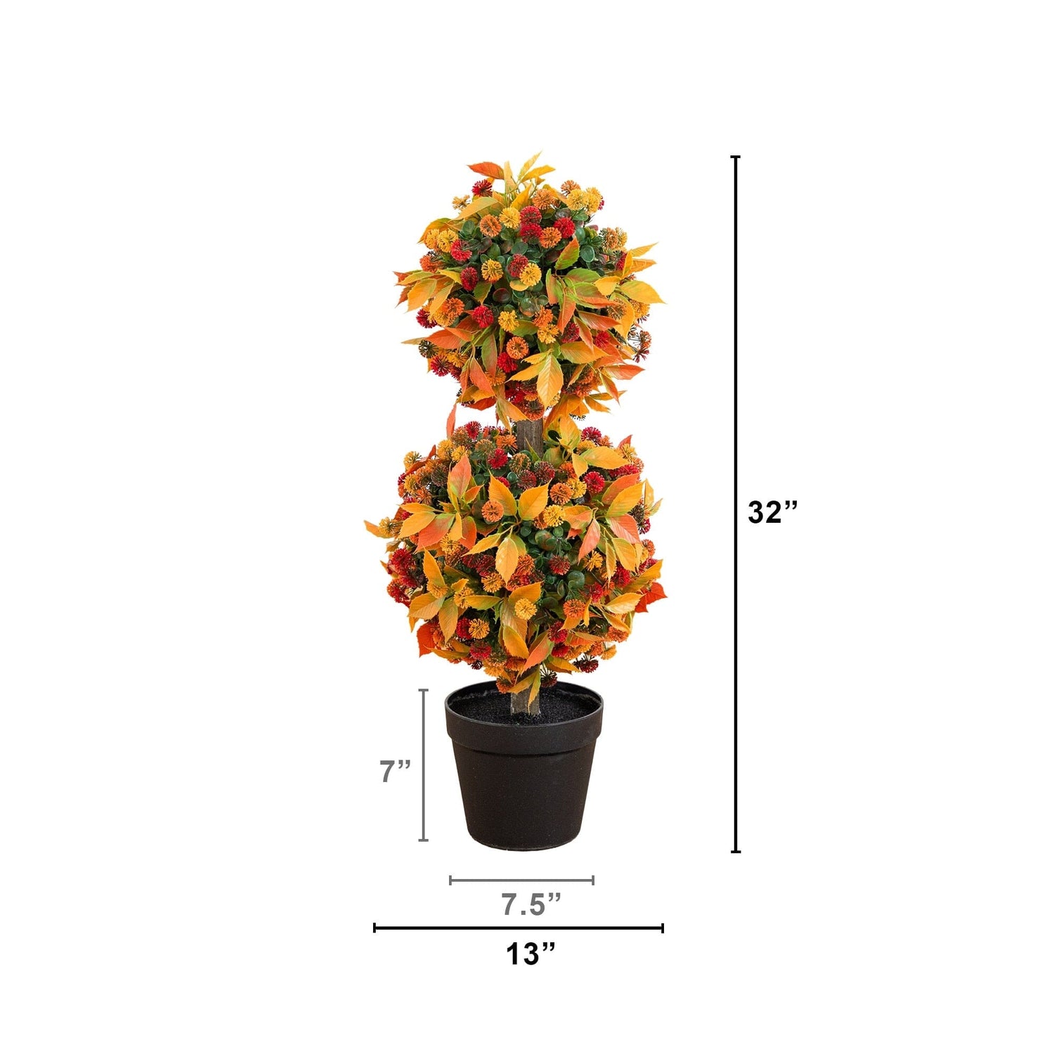 3' UV Resistant Artificial Fall Mum Double Ball Topiary Tree (Indoor/Outdoor)