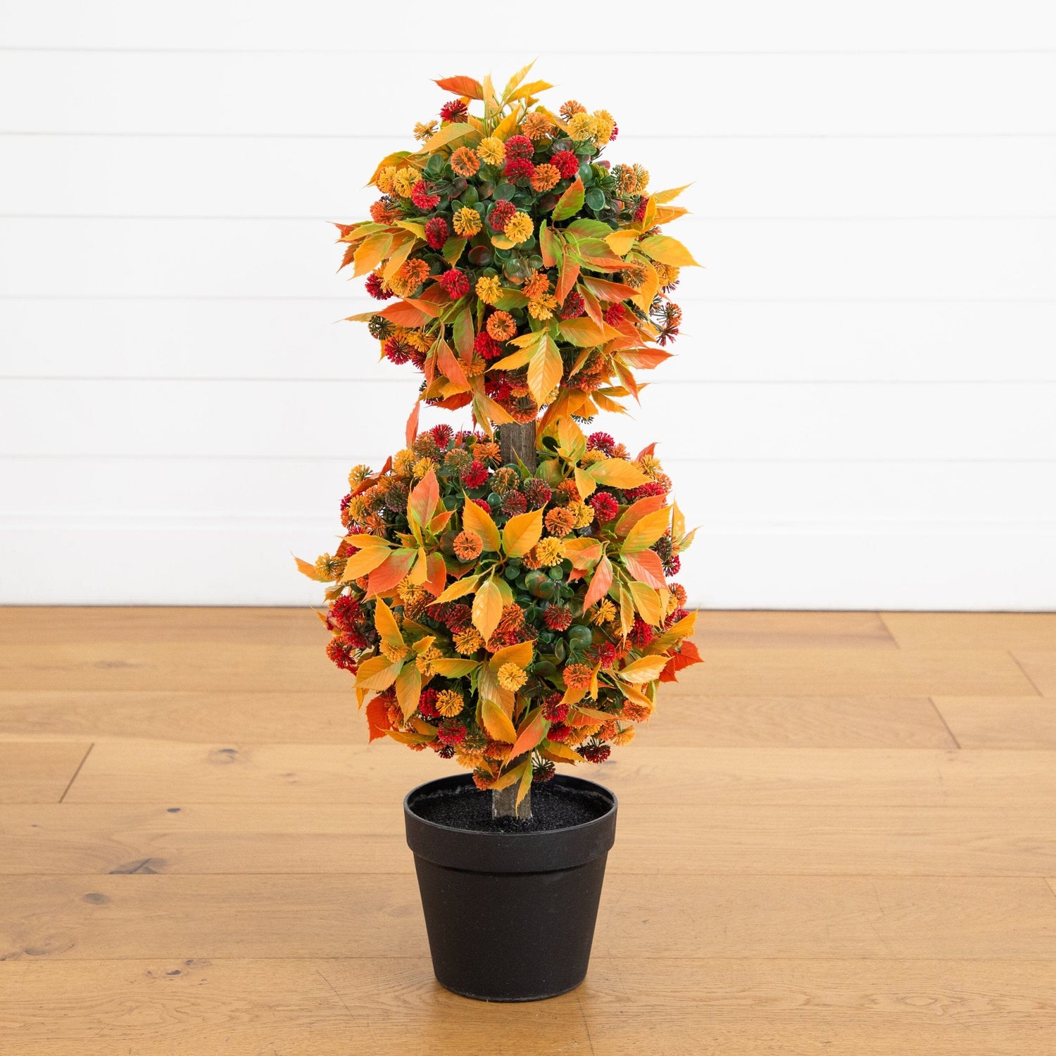 3' UV Resistant Artificial Fall Mum Double Ball Topiary Tree (Indoor/Outdoor)
