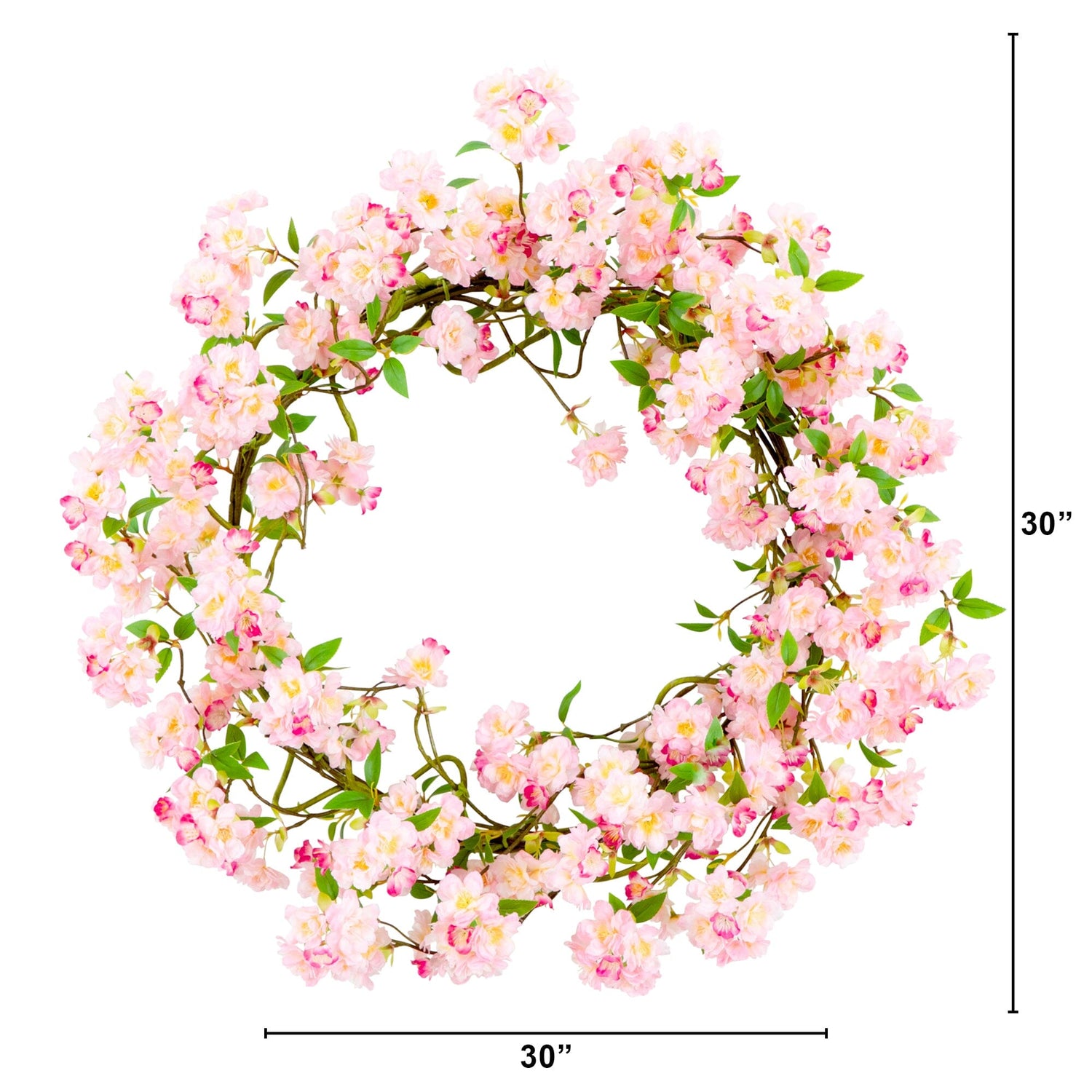30” Artificial Pink Cherry Blossom Wreath