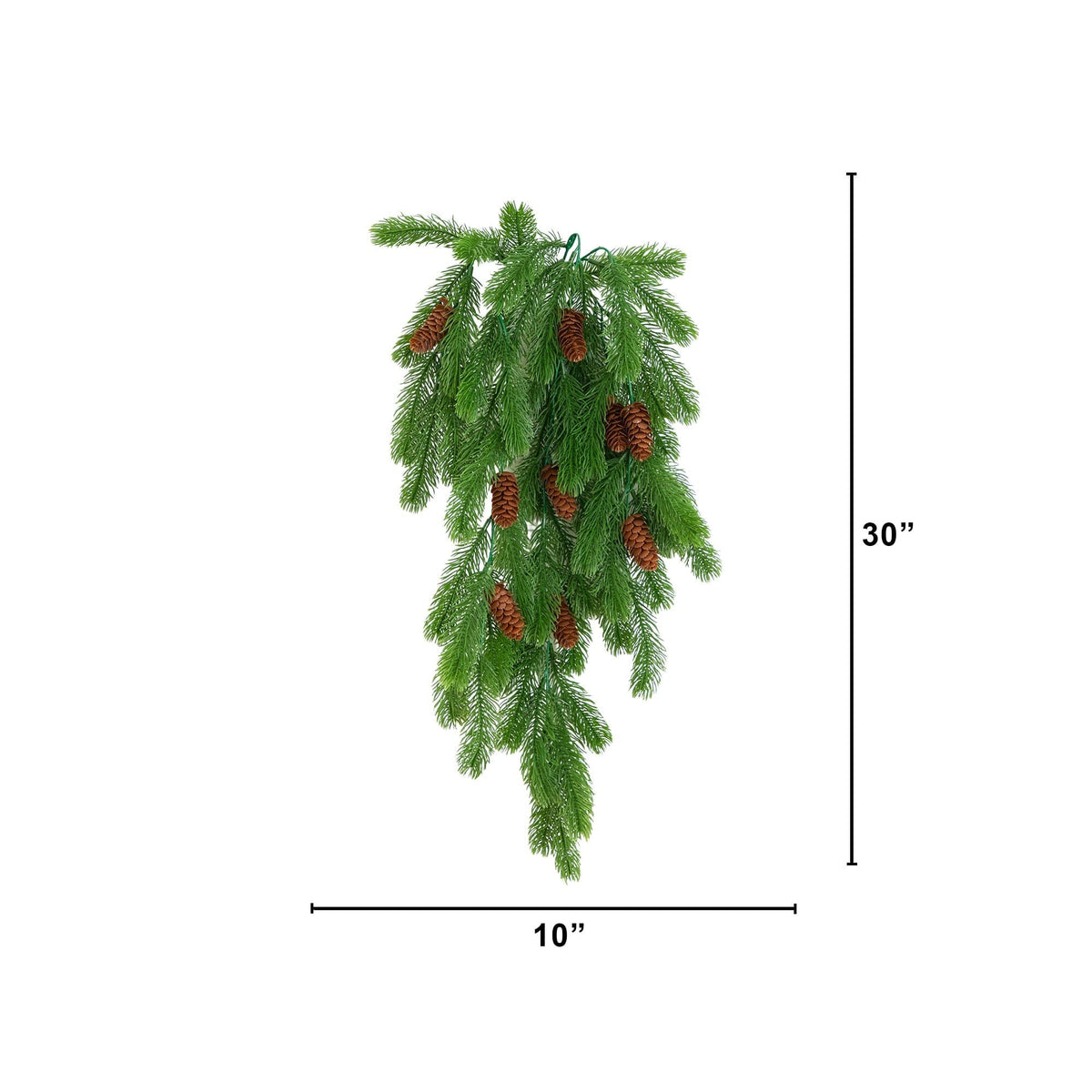 30” UV Resistant Artificial Christmas Pine & Pinecone Hanging Plant (Indoor/Outdoor) - Set of 3