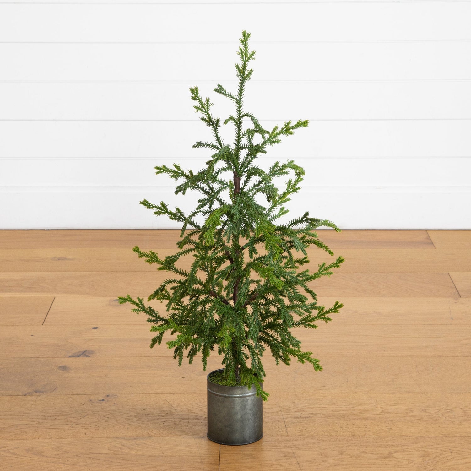 31” Artificial Real Touch Norfolk Island Pine "Natural Look" Christmas Tree in Tin Planter