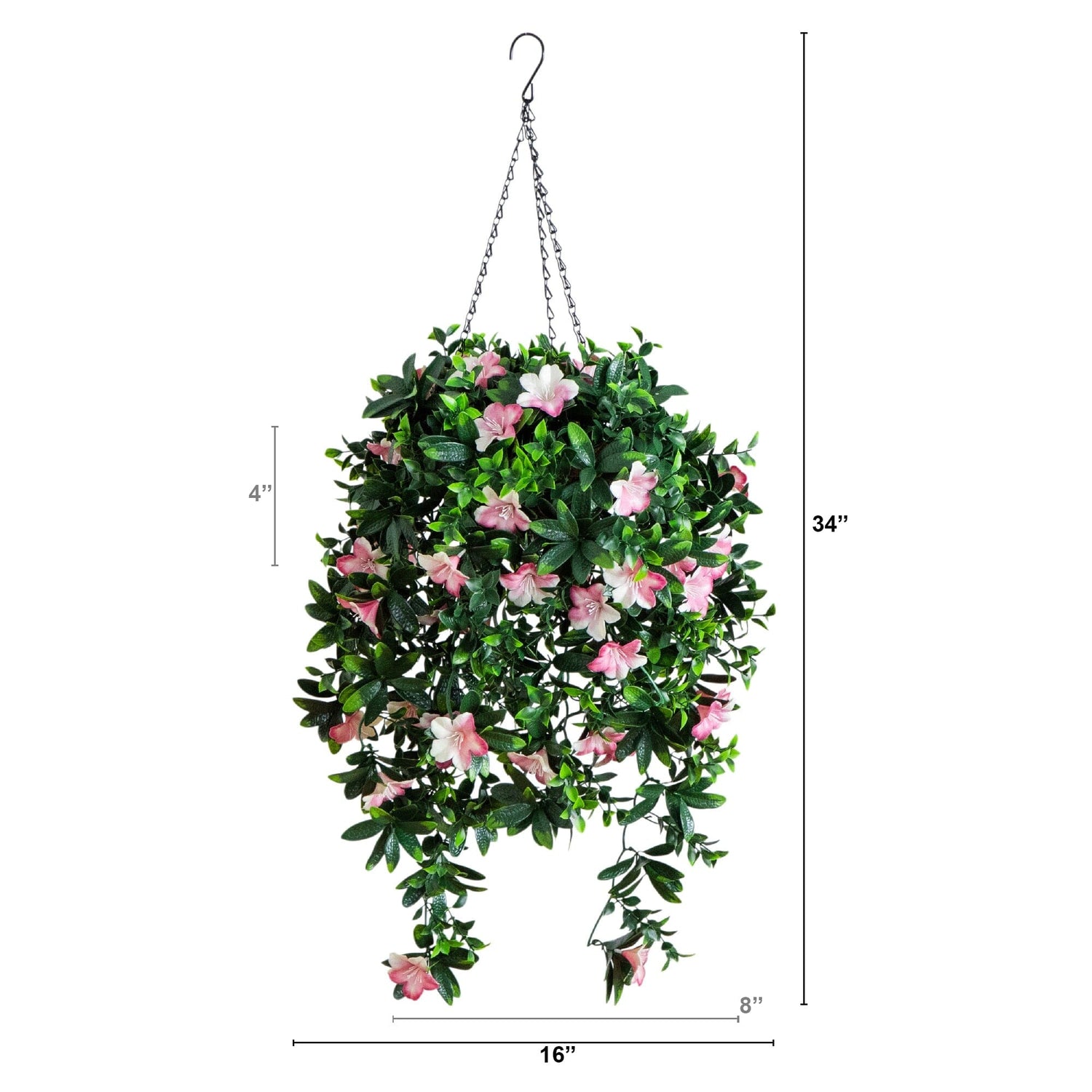 34" UV Resistant Artificial Azalea Hanging Basket (Indoor/Outdoor)