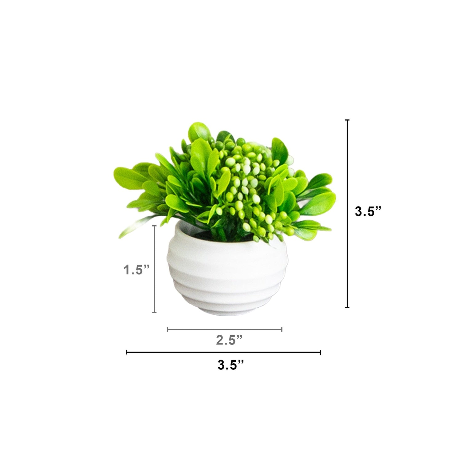3.5” Artificial Mini Flowering Arrangement in White Decorative Oval Planter - Set of 6