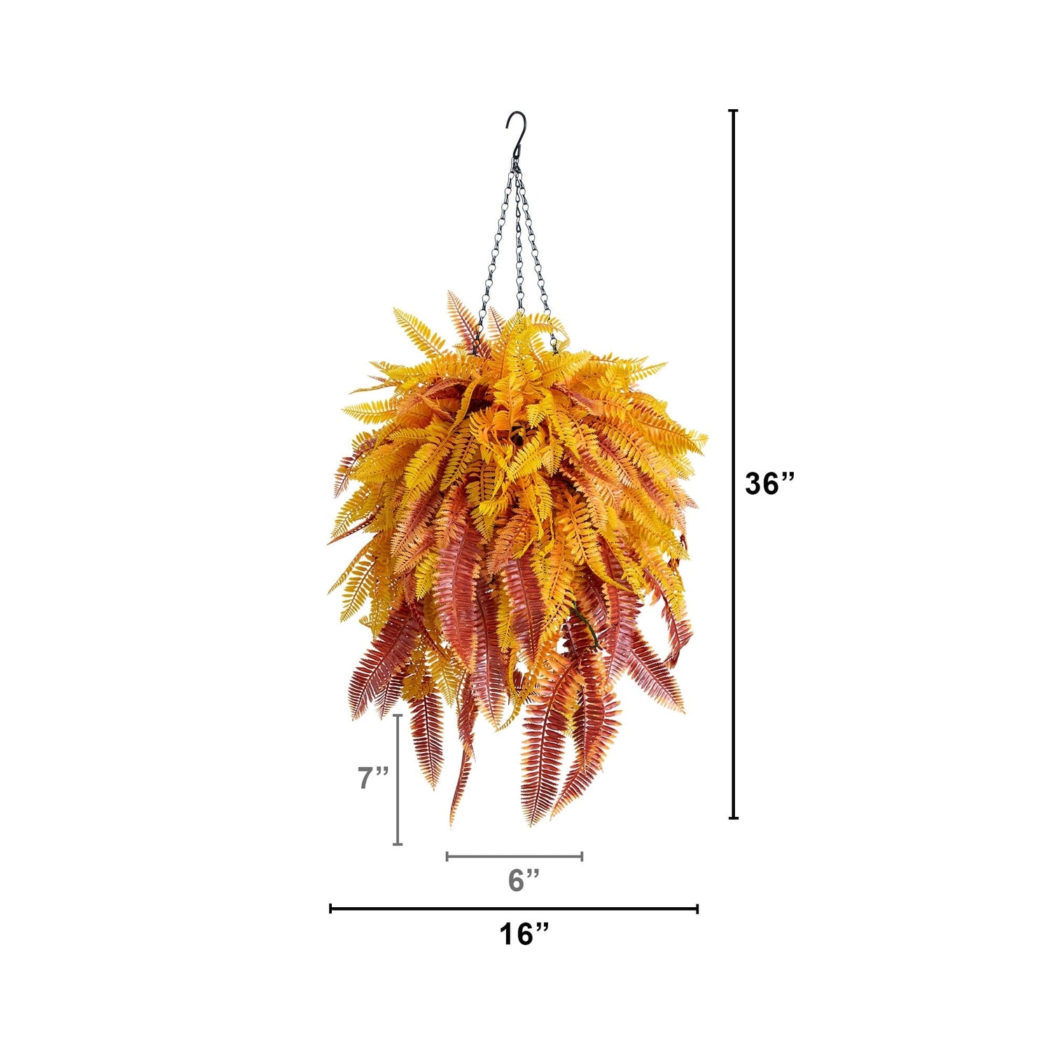 36' UV Resistant Autumn Artificial Fall Fern Hanging Basket (Indoor/Outdoor)