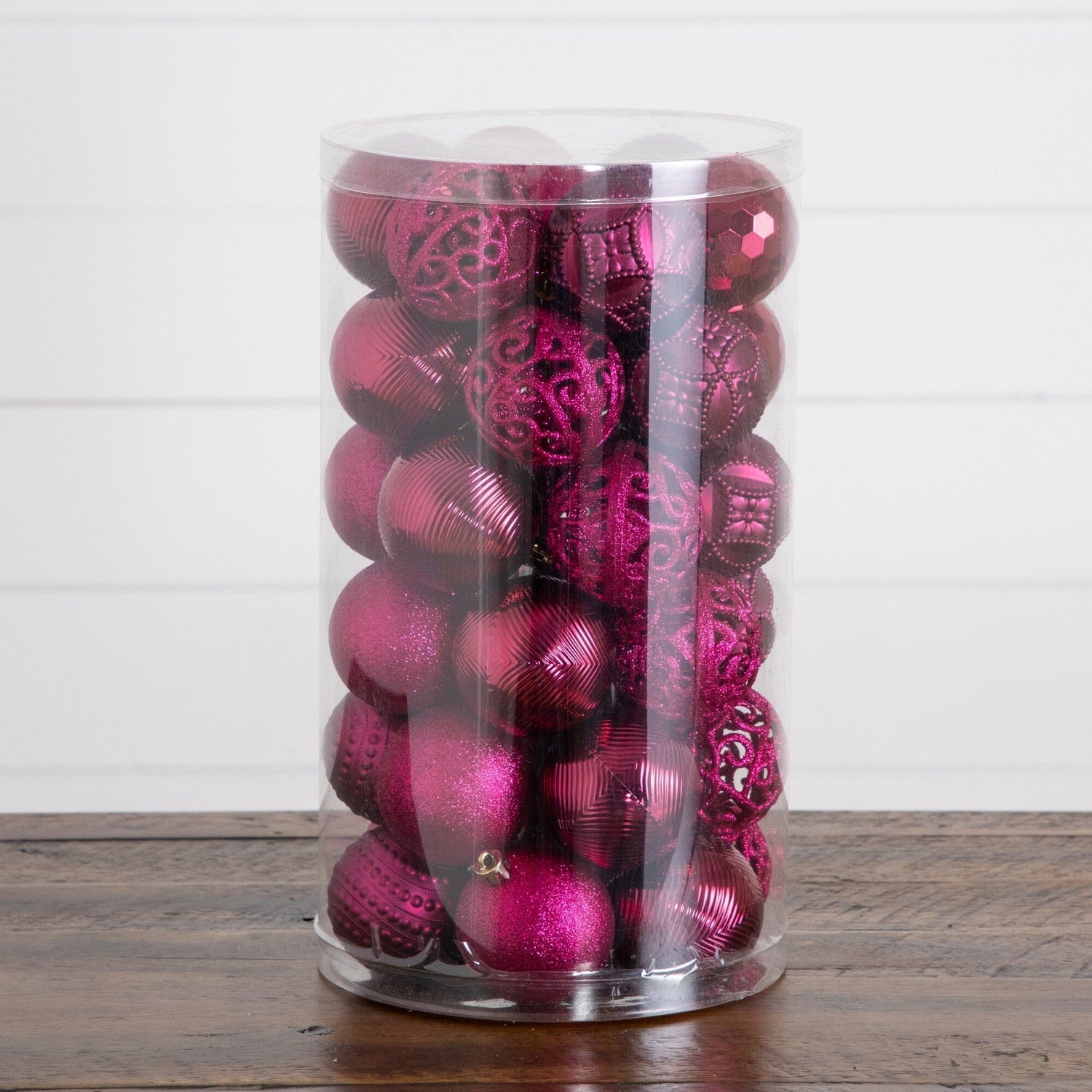 37-pc Fuscia Shatterproof Christmas Ornaments