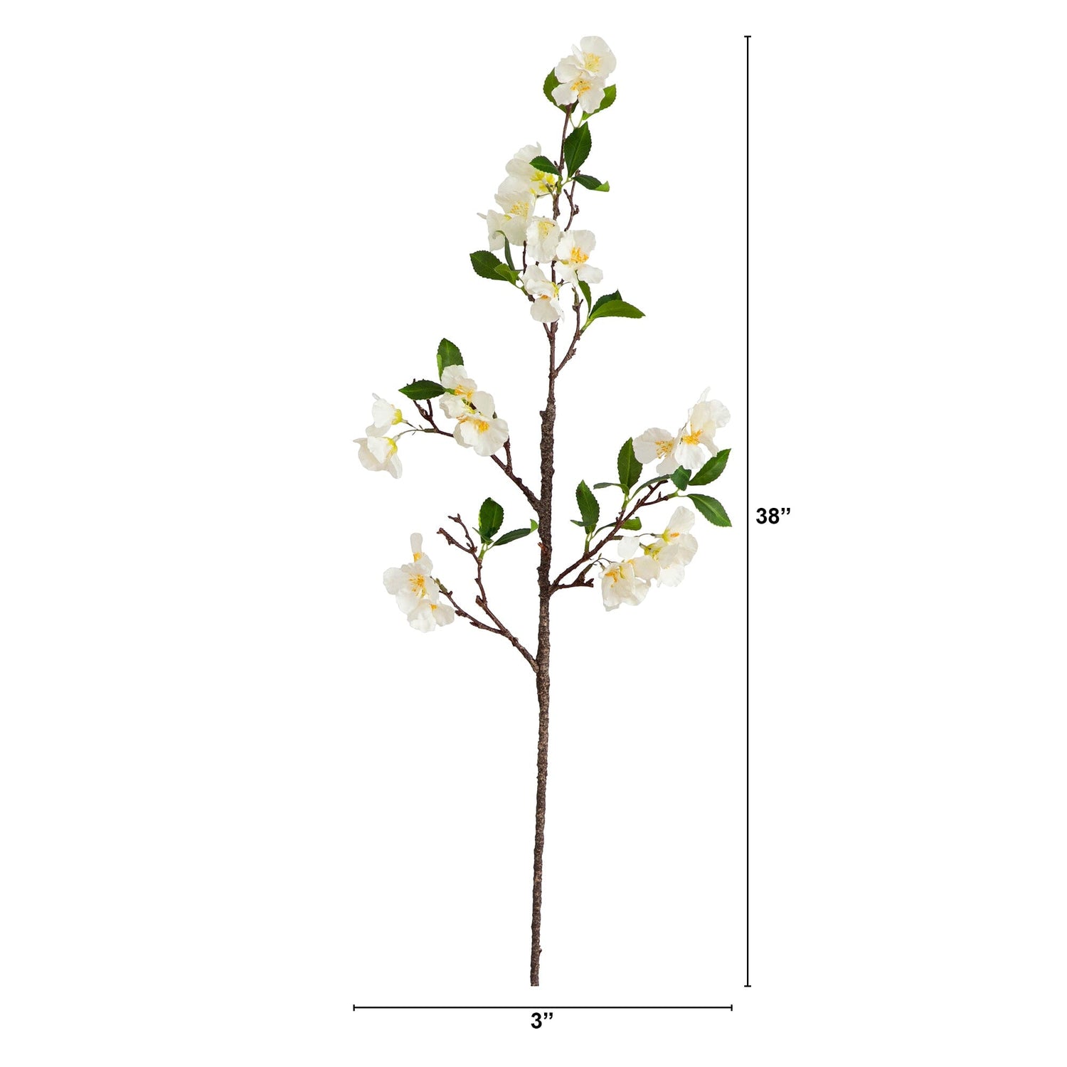 38" Artificial White Blossom Flower Stems - Set of 3