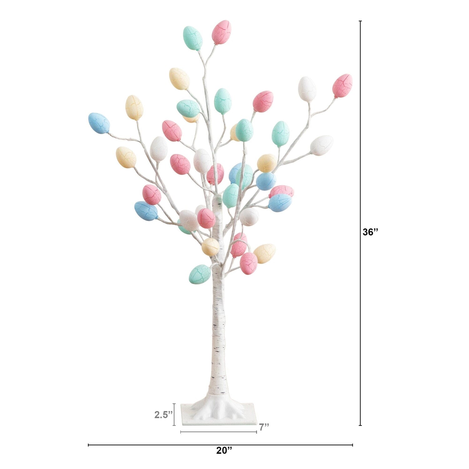 3' Pre-Lit Artificial Easter Twig Tree with 40 Egg Shaped LED Ornaments