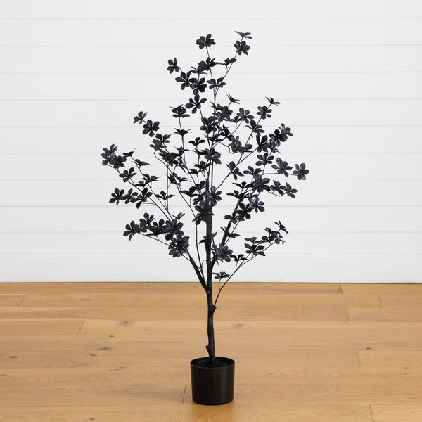 4' Artificial Halloween Black Enkianthus Tree