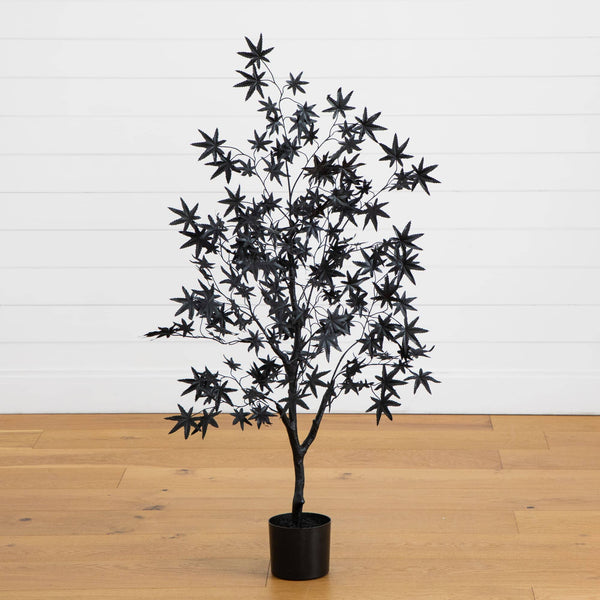 4' Artificial Halloween Eerie Black Maple Tree
