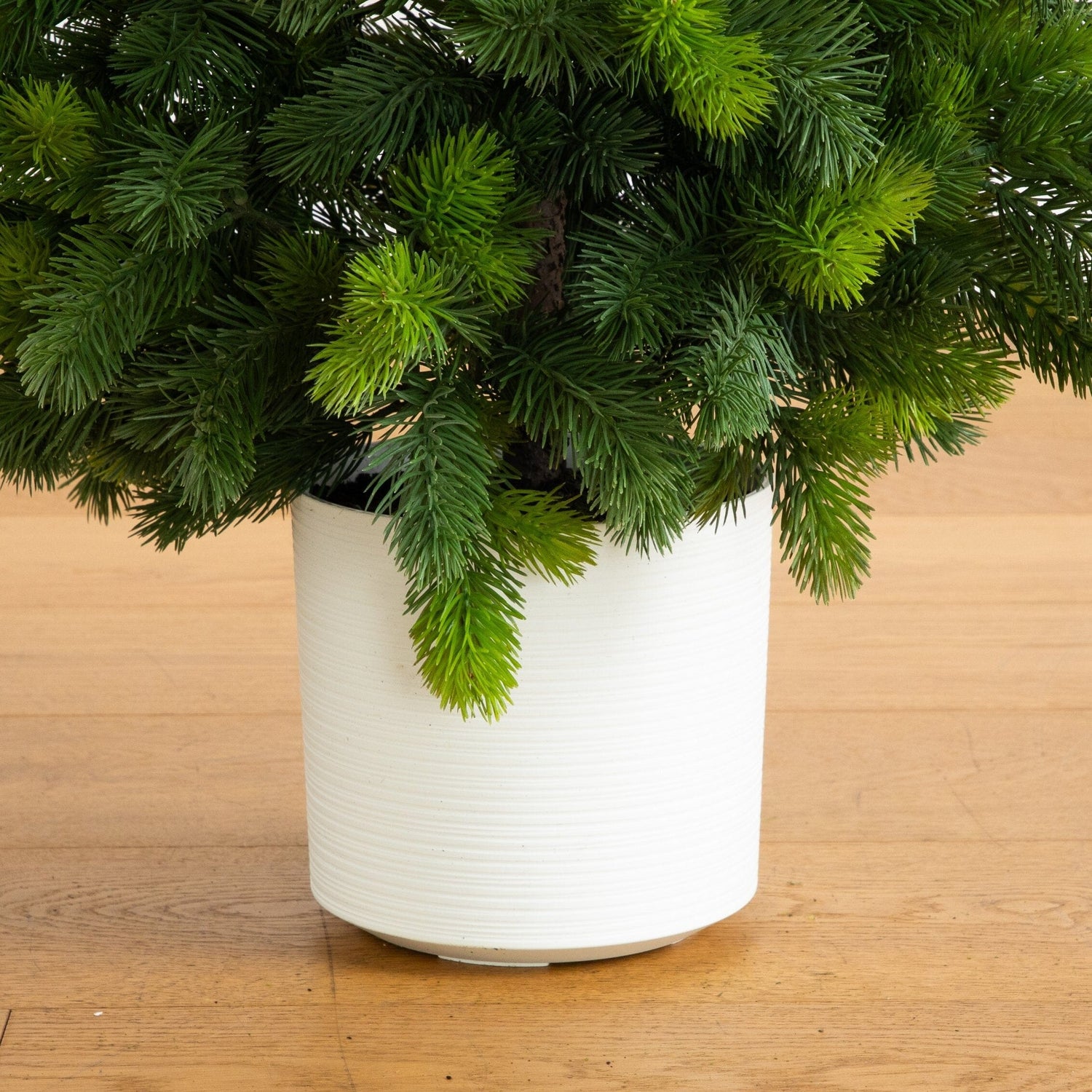 4' Artificial Real Touch Christmas Spruce Pine in White Decorative Planter