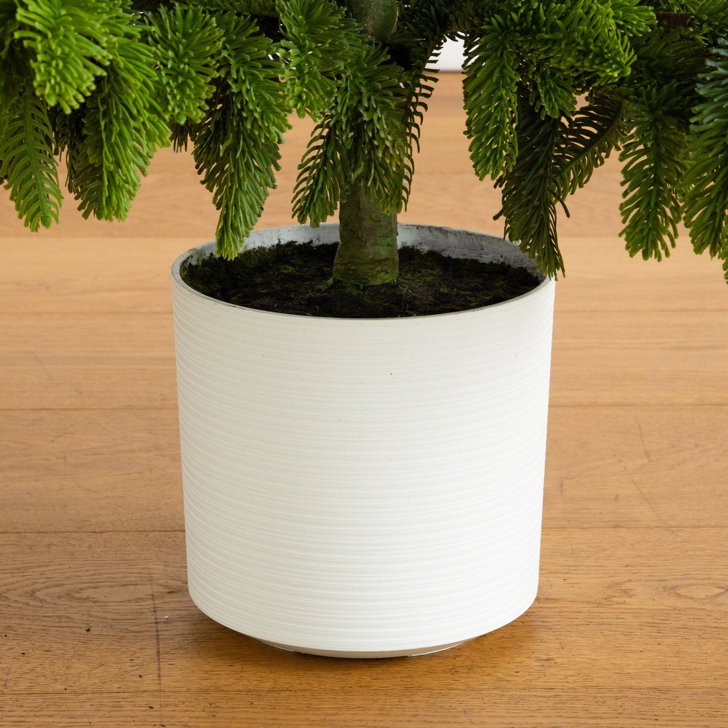 4' Artificial Real Touch Fir Christmas Tree in White Decorative Planter