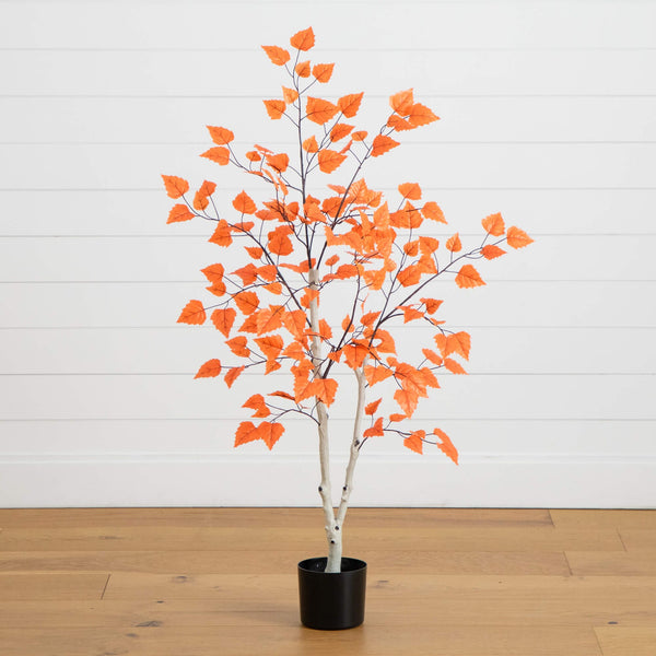 4' Autumn Paper Birch Artificial Fall Tree