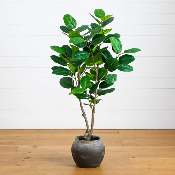4' Artificial Audrey Ficus Tree in Rustic Decorative Planter