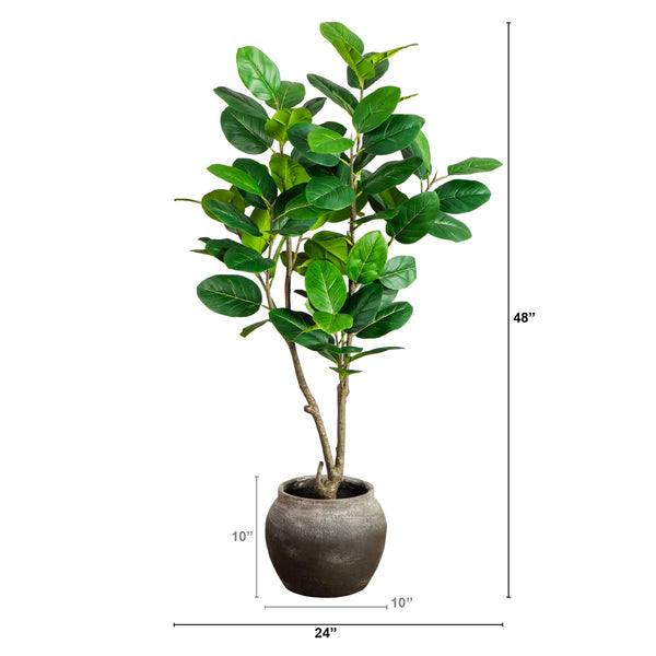 4' Artificial Audrey Ficus Tree in Rustic Decorative Planter