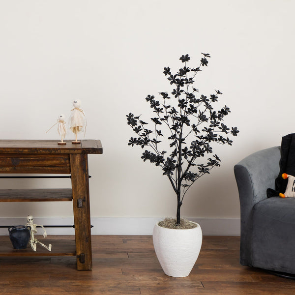 4' Artificial Halloween Black Enkianthus Tree