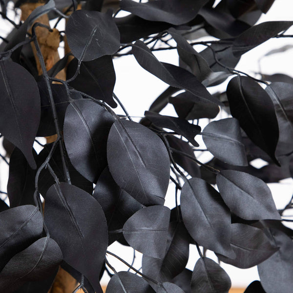 4' Artificial Halloween Black Ficus Tree with Natural Trunk