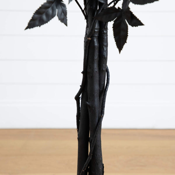 4' Artificial Halloween Black Maple Tree with Natural Trunk