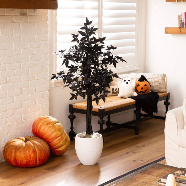 4' Artificial Halloween Black Maple Tree with Natural Trunk