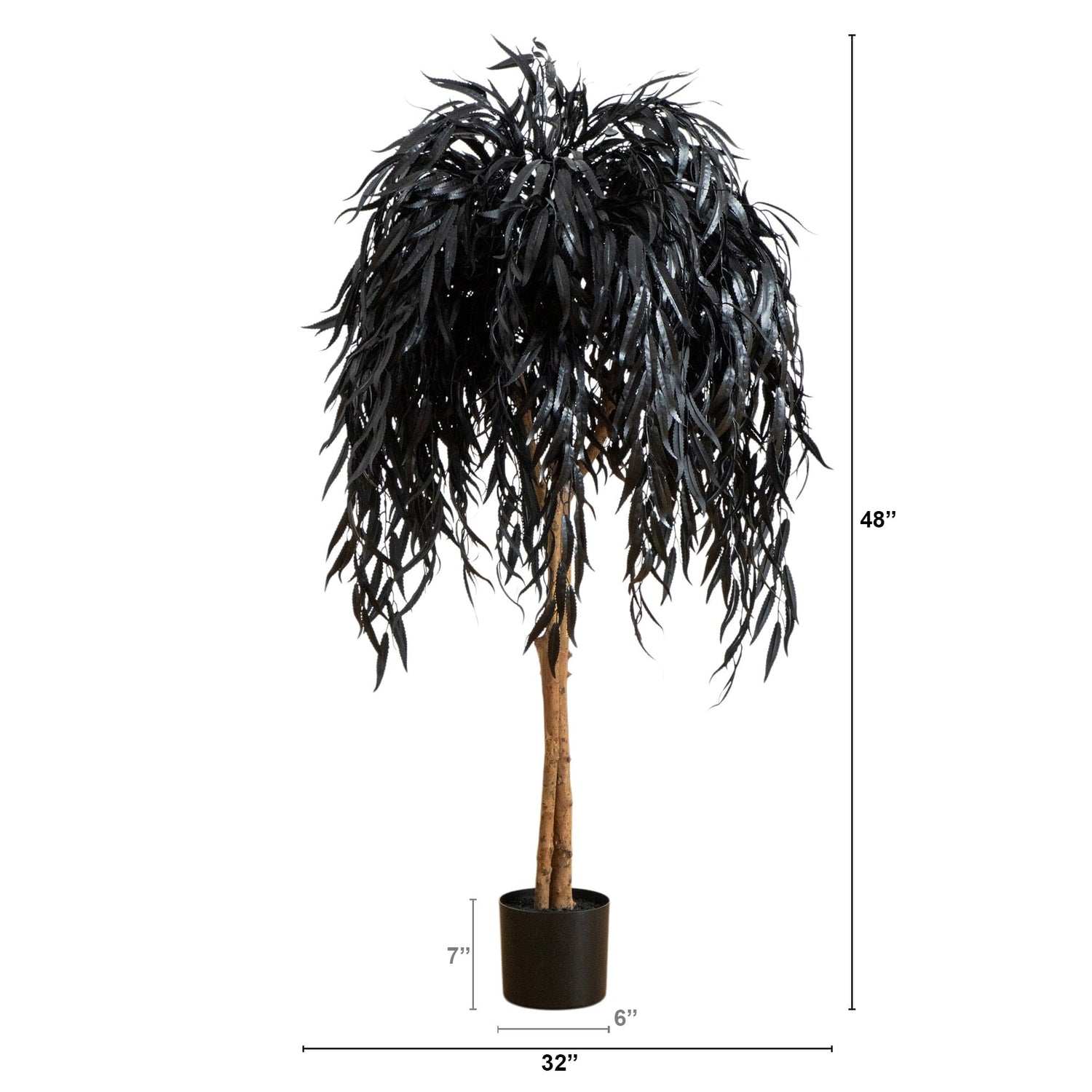 4' Artificial Halloween Black Willow Tree