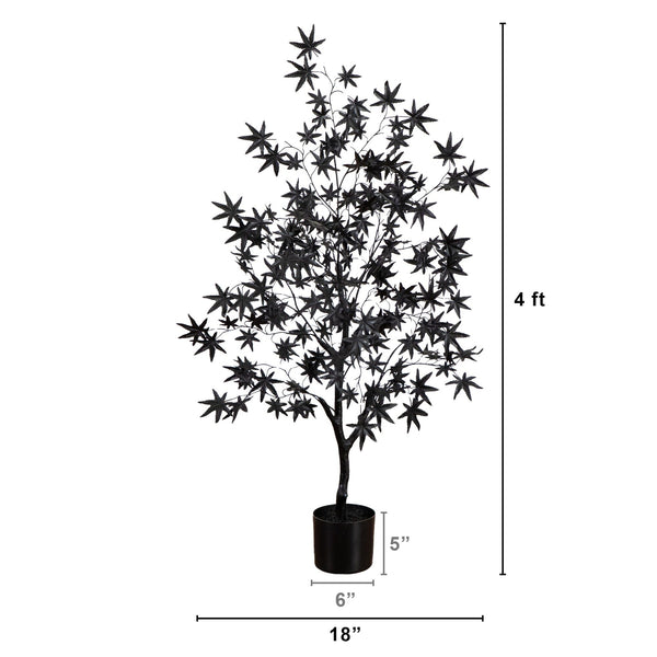 4' Artificial Halloween Eerie Black Maple Tree