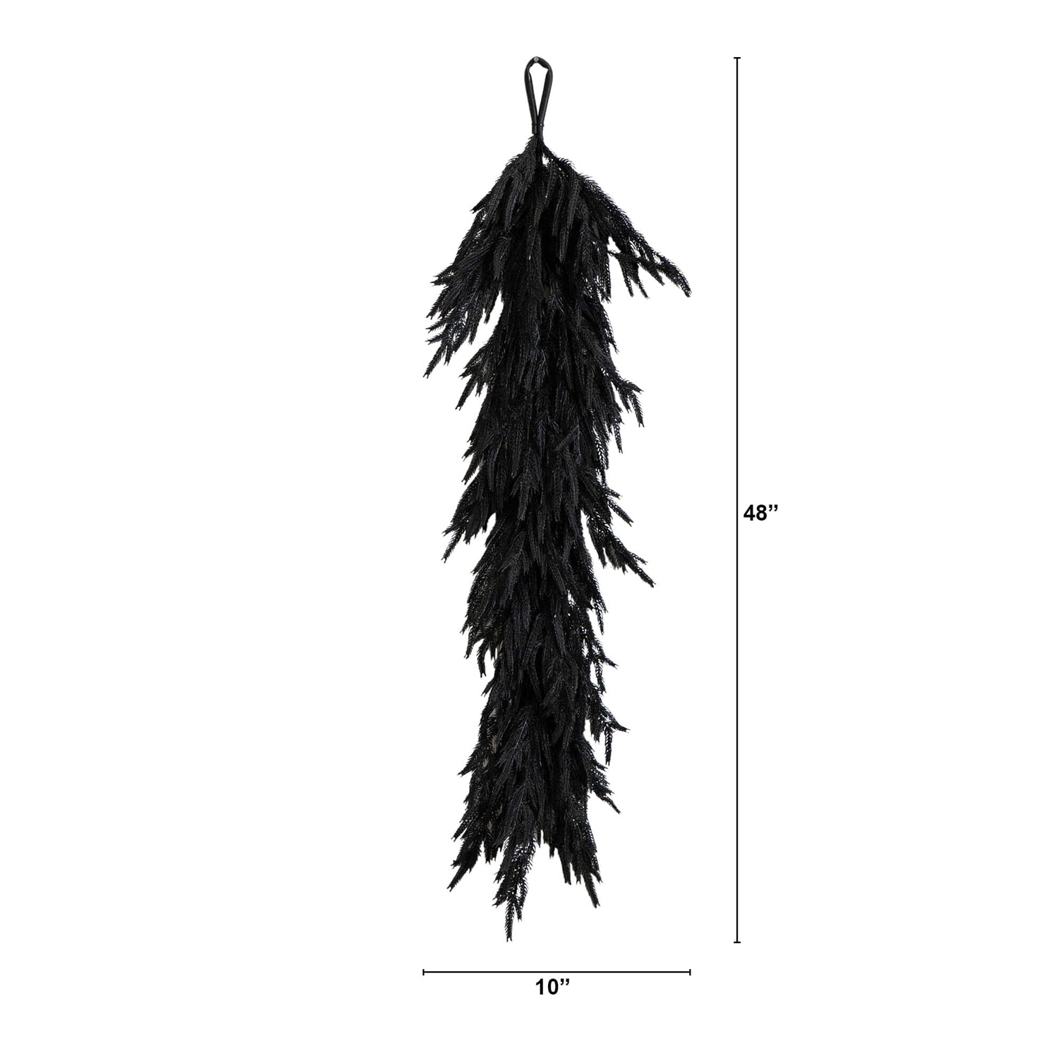 4' Artificial Real Touch Halloween Black Norfolk Island Pine Garland with Natural Look