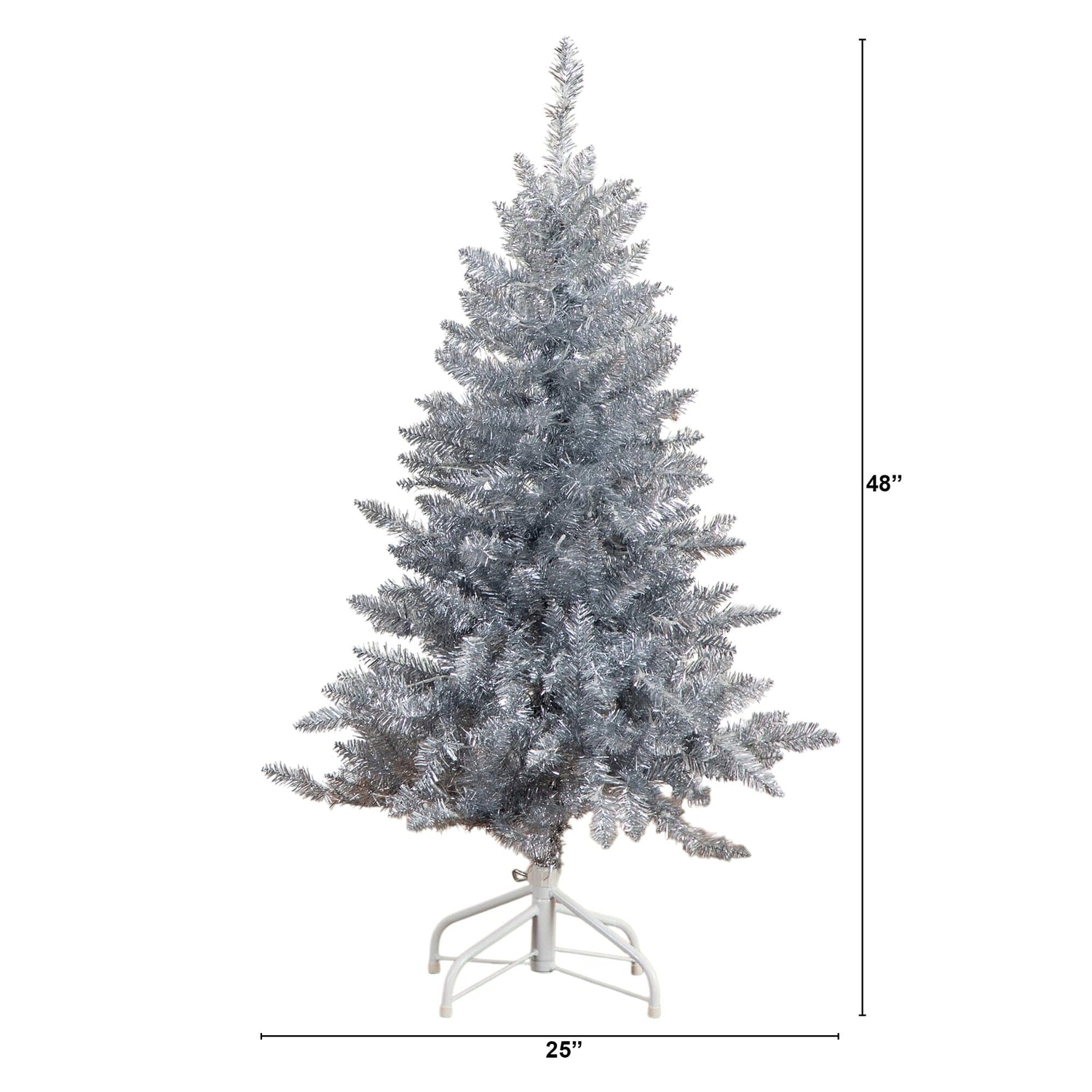 4' Artificial Silver Christmas Tree with 130 Cool White LED Lights
