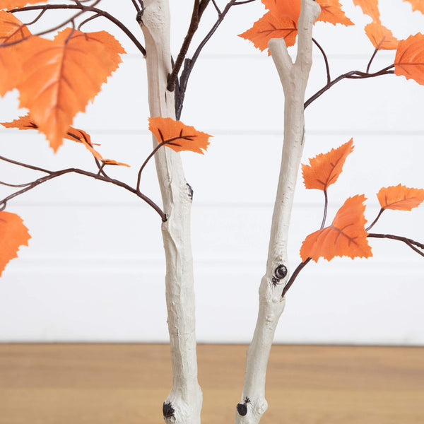 4' Autumn Paper Birch Artificial Fall Tree