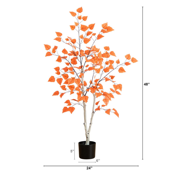 4' Autumn Paper Birch Artificial Fall Tree