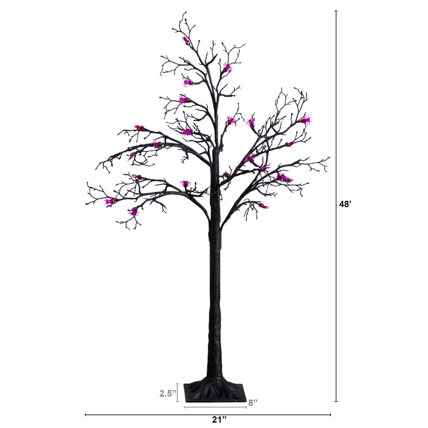 4' Pre-Lit Artificial Halloween Spider Twig Tree with 48 Purple LED Lights