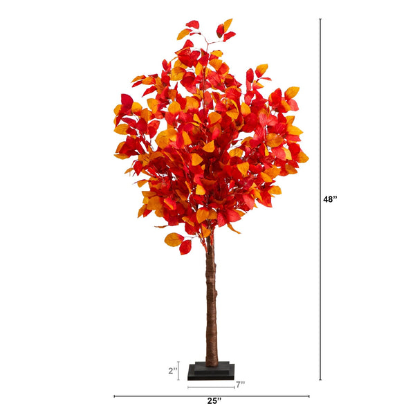 4' Pre-Lit Autumn Artificial Fall Tree with 160 Warm White LED Lights