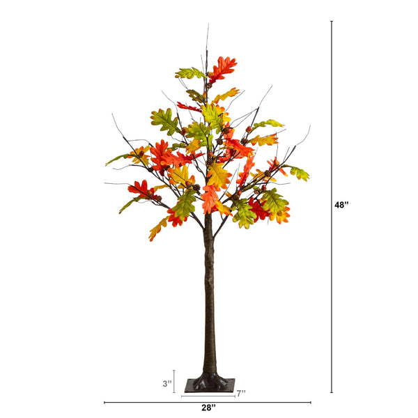 4' Pre-Lit Autumn Maple Artificial Fall Tree with Pinecones, Acorns and 60 Warm White LED Lights